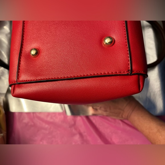 Michael Kors Red With Brown Trim Crossbody/Shoulder Satchel - Picture 8 of 14